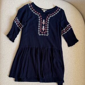 Lucky Brand Navy Embroidered Top